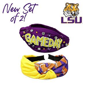 NEW Set of 2 LSU Football Fan Boho Top Knot Style Headbands - NWT - DEAL!